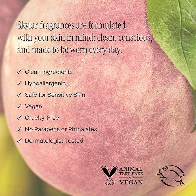 Skylar Peach Fields Hair & Body Mist | Hypoallergenic & Clean Fragrance | Vegan, Cruelty Free, and Safe For Sensitive Skin | 80 ML, 2.7 Fl Oz