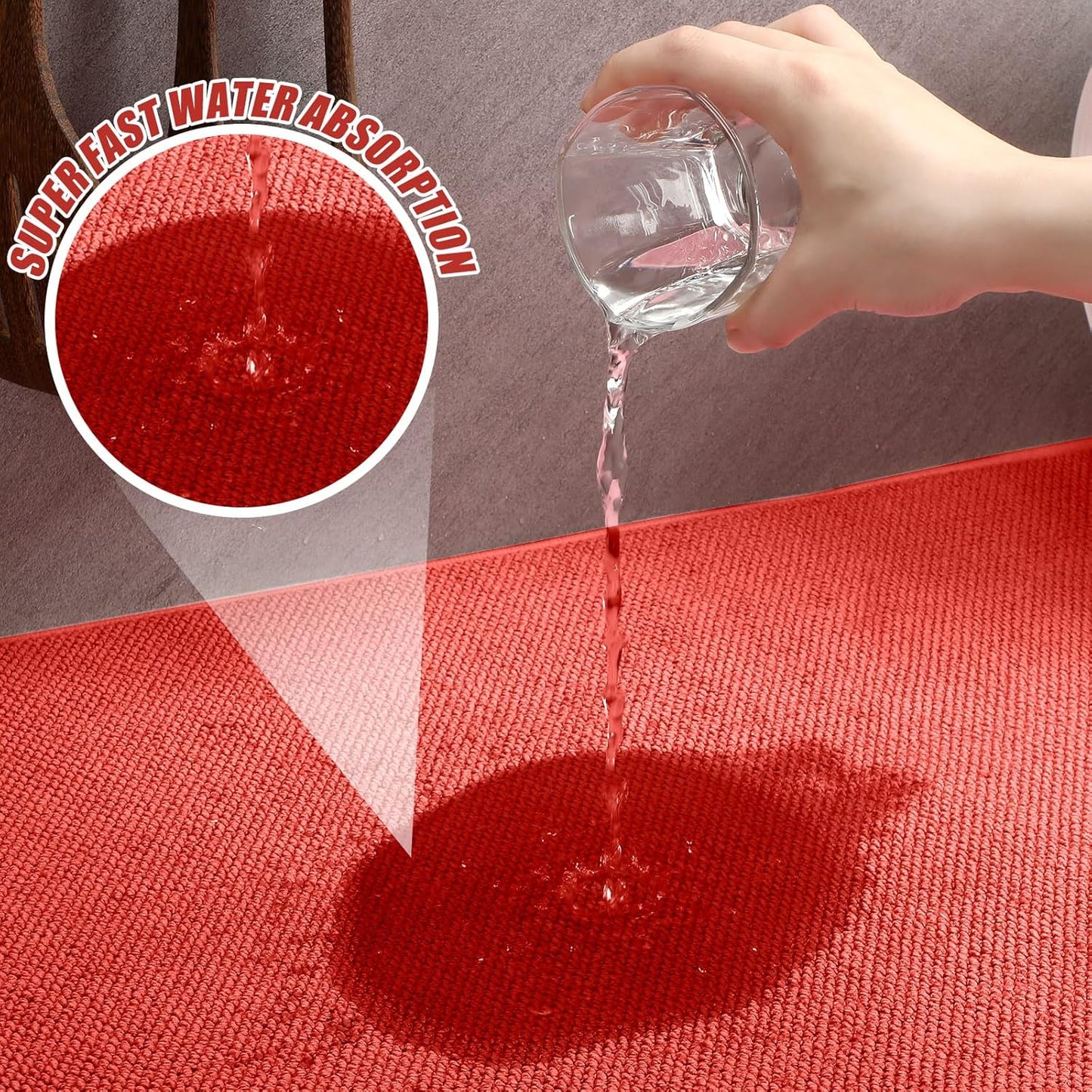 Hushee 2 Pack Extra Large Dish Drying Mat Microfiber Absorbent Dish Drying Pad Large Size Dishes Drainer Mats for Countertop, Sink, Refrigerator or Dryer (30 x 24 Inch,Red)