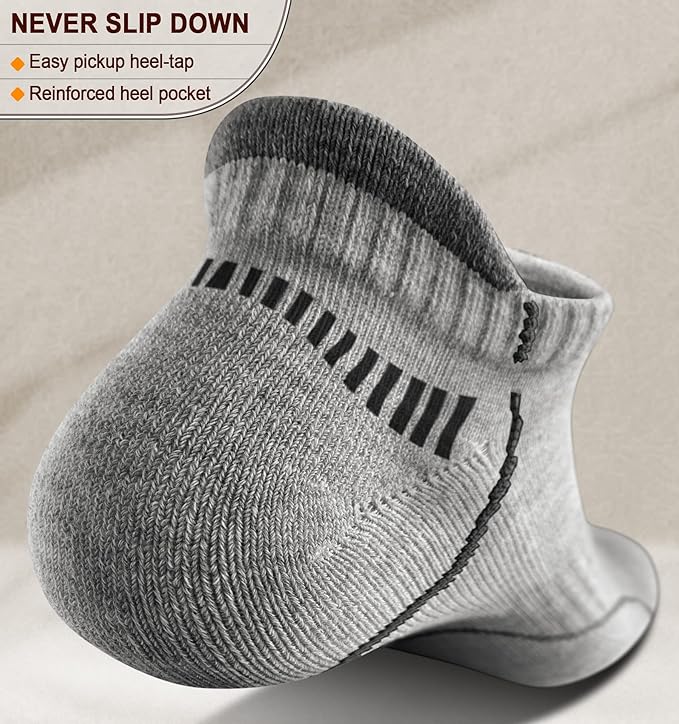 BULLIANT Men Running Socks 6Pairs-Ankle Athletic Socks Wicking Cushioned for Men Walking-Arch Compression Support