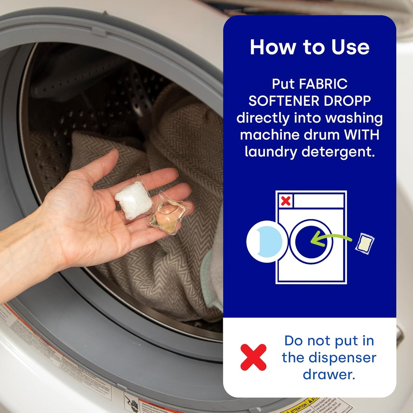 Dropps Laundry Fabric Softener Pods, Unscented (64 Count) - Fabric Softener Liquid Pods for Fluffy, Soft Fabrics - HE Compatible Mineral Based Ingredients Laundry Supplies