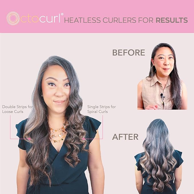 Octocurl Heatless Curls Headband - Hair Curlers to Sleep In - Heatless Curlers for Long Hair (Microfiber - White)