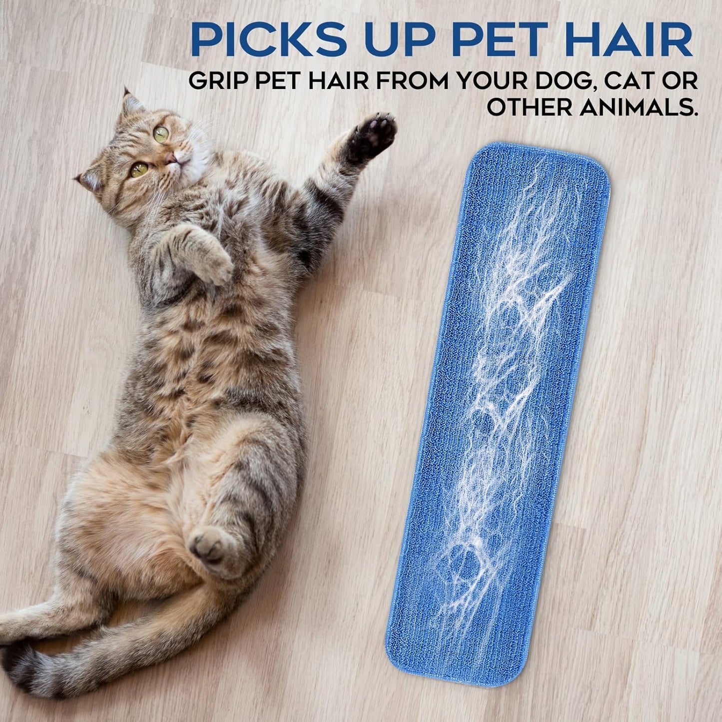 Matthew 18'' Microfiber Spray Mop Replacement Pads Heads for Wet Dry Reusable Mops Floor Home Commercial Cleaning Refills, Machine Washable Fits Compatible with Bona Mop&Most Spray Mops Blue (3 Pack)