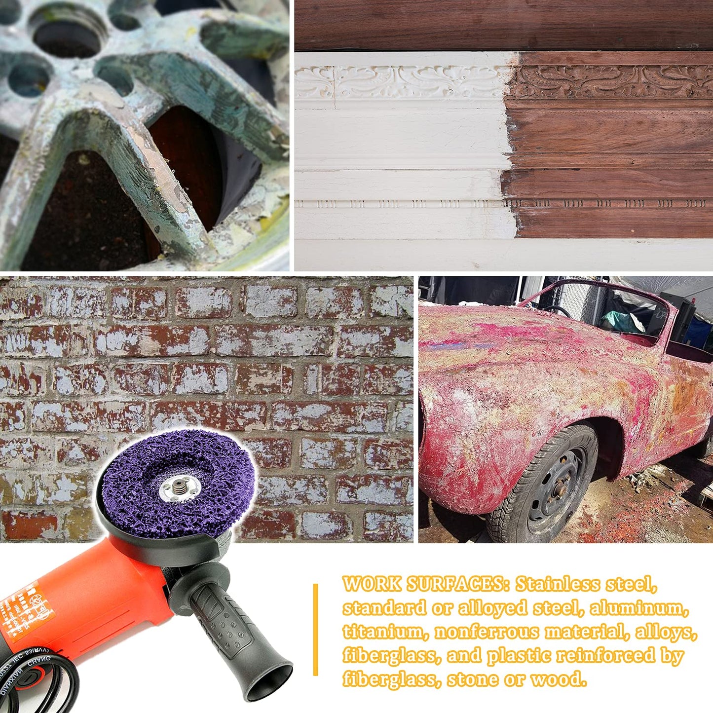 12 Pack 4-1/2" x 7/8" Strip Discs Stripping Wheel Fit Angle Grinder Clean and Remove Paint Coating Rust Welds Oxidation