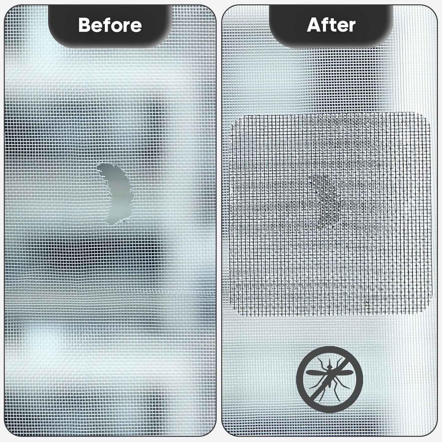 28 Sheets Window Screen Patches Repair Kit, Black 3 Sizes Window Screen Repair Kit for Mesh Screen Door, Strong Adhesive Fiberglass Quick Screen Repair Tape