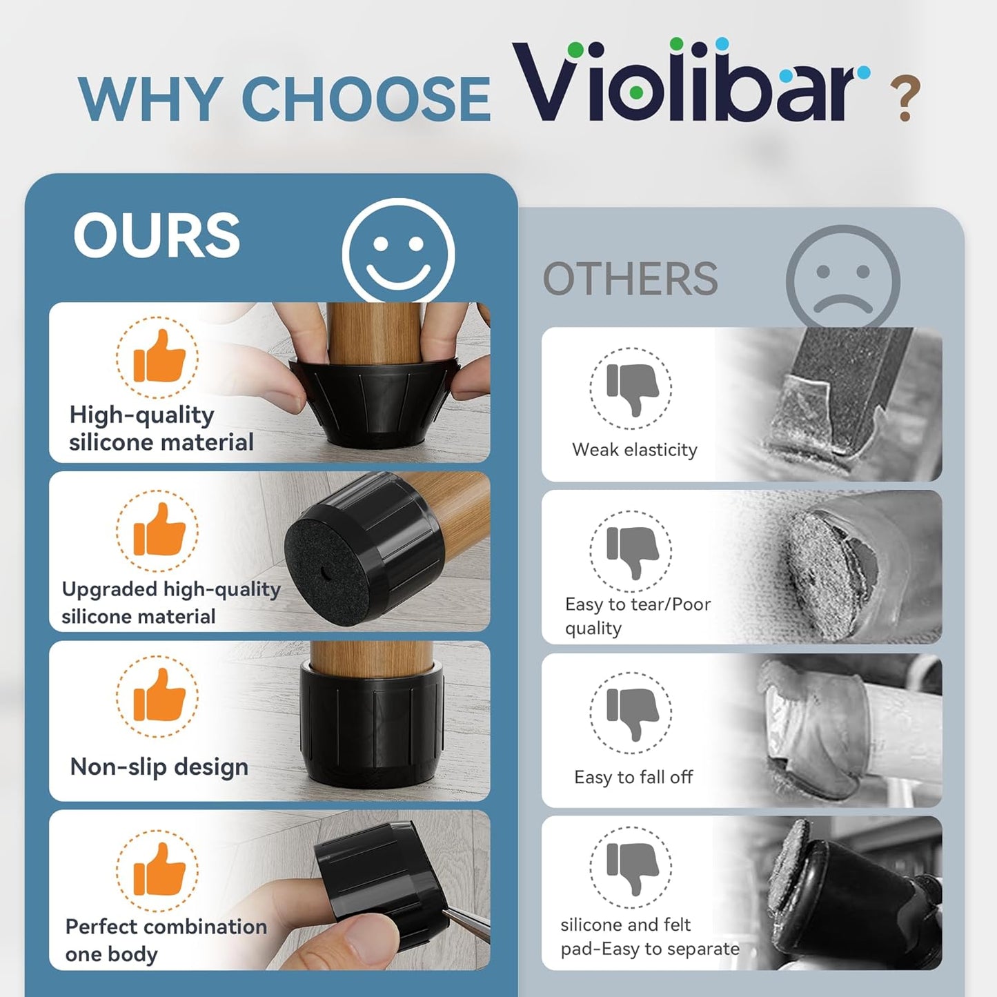 24PCS Extra Small Silicone Chair Leg Floor Protectors for Hardwood Floors, Thicken Rubber Chair Leg Cap Covers, Non Slip Furniture Leg Pads to Protect Wood Tile Floors from Scratches and Reduce Noise