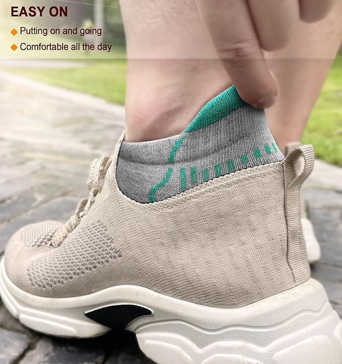 BULLIANT Men Running Socks 6Pairs-Ankle Athletic Socks Wicking Cushioned for Men Walking-Arch Compression Support