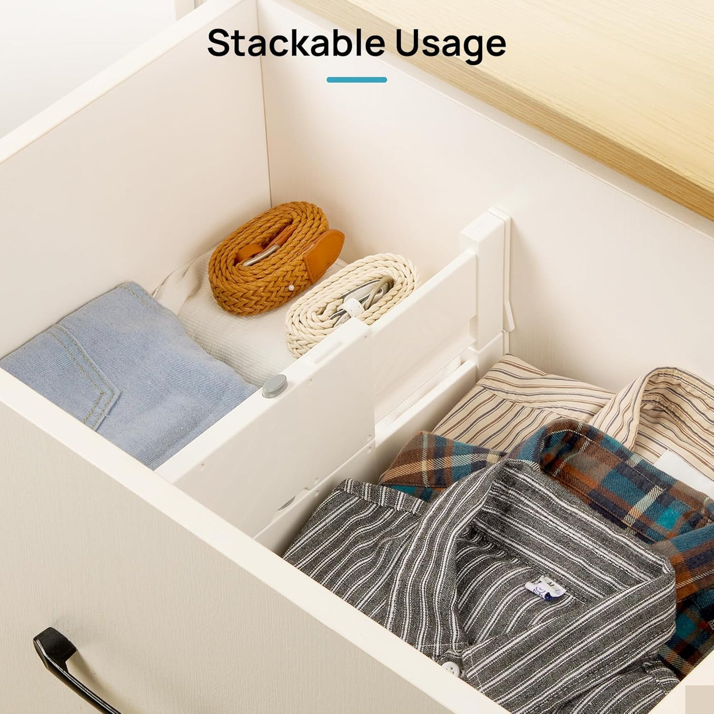 Vtopmart 12 Pack Drawer Dividers for Clothes, 4" High 11.6"-17" Adjustable Expandable Dresser Drawer Organizer, Plastic Drawers Separator for Dresser, Baby Clothes, Underwear, Kitchen & Office Storage