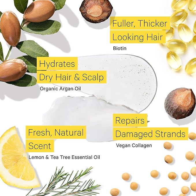 Tree To Tub Biotin Shampoo and Conditioner - Gentle Hair Thickening Shampoo and Conditioner for Fine Hair, Sensitive Scalp- Sulfate Free Shampoo and Conditioner Set w/Vegan Collagen Organic Argan Oil