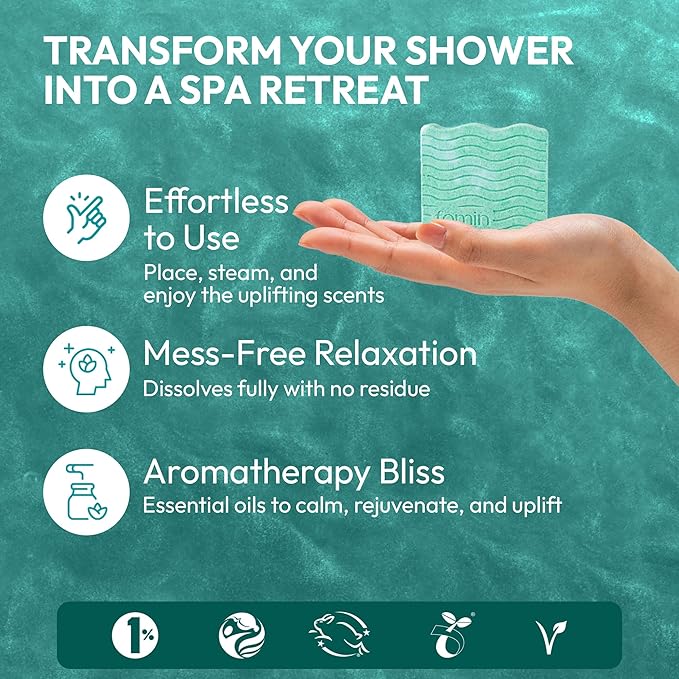 FOMIN Aromatherapy Shower Steamers - 12 Count - Eucalyptus Breeze Bath Bombs with Essential Oil for Stress Relief & Relaxation - Self Care, Spa Gifts for Women and Men - Shower Aroma for Body Wellness