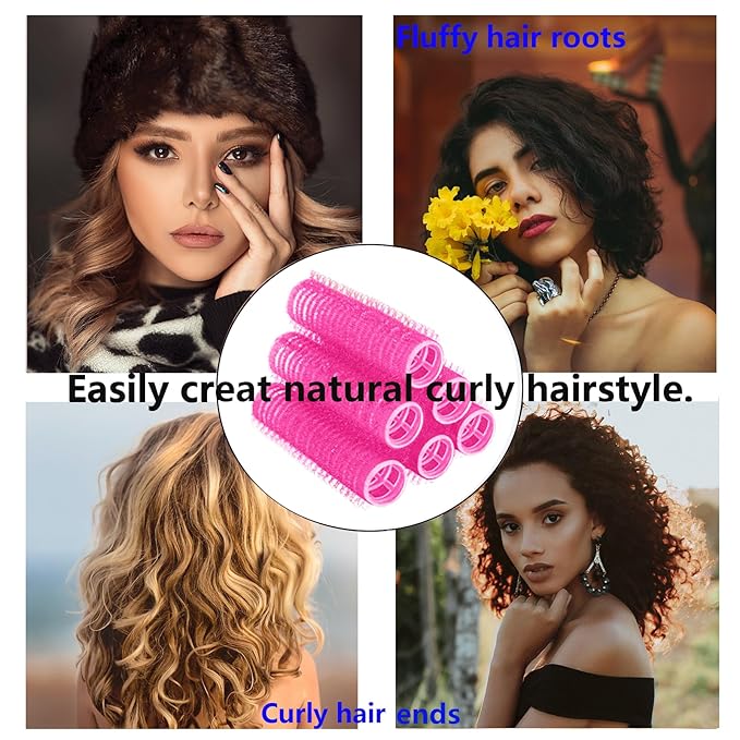 18PCS Self Grip Small Hair Curlers Heatless Roller Hair Curlers Pro Salon Hairdressing Curler DIY Curly Hairstyle Hair Rollers Tools Rat Tail Comb for Women Medium Short Hair(Rose red)