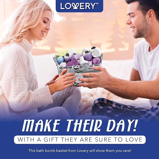 Bath Bombs Gift Set for Women, 17 Large Bath Fizzies in Assorted Colors, Shapes & Scents, Bath and Body Spa Set with Shea & Coco Butter, Ultra Rich Spa Set in Handmade Weaved Basket