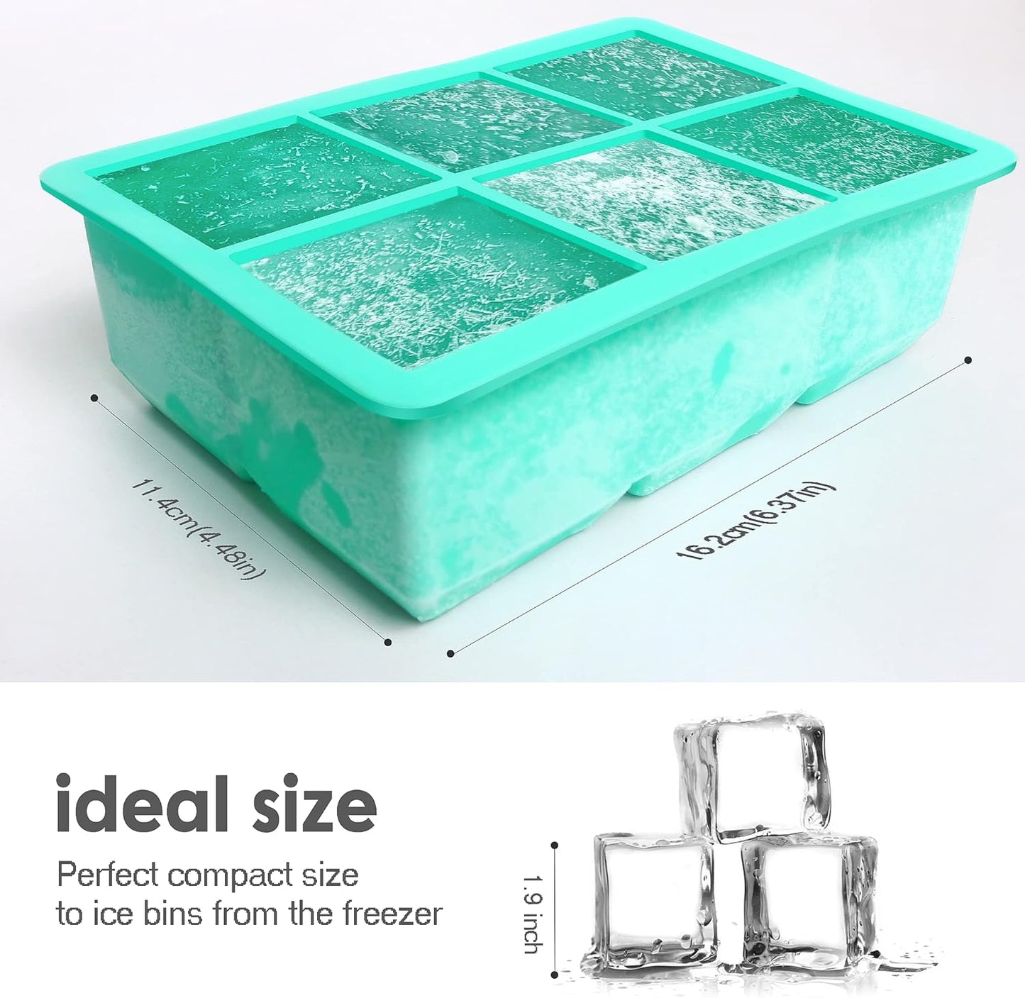 Silicone Ice Cube Trays 3 Pack - Large Size Silicone Ice Cube Molds with Leak Proof Removable Lid Square Ice Cube Tray And BPA Free for Cocktail,Whiskey, Stackable Flexible Ice