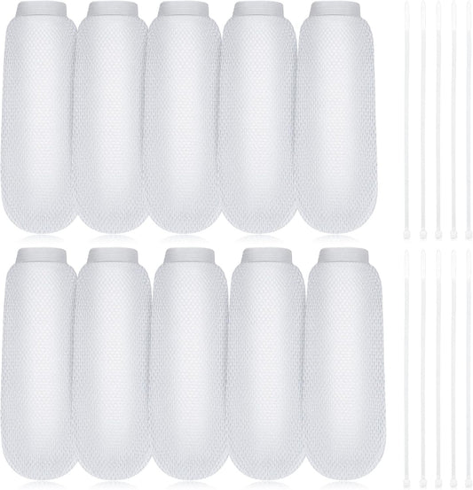 LEIFIDE 10 Pieces Lint Traps for Washing Machine Hose and Cable Ties Set Laundry Lint Catcher Nylon Mesh Trap for Washer Hose Fits Most Washing Machines, White