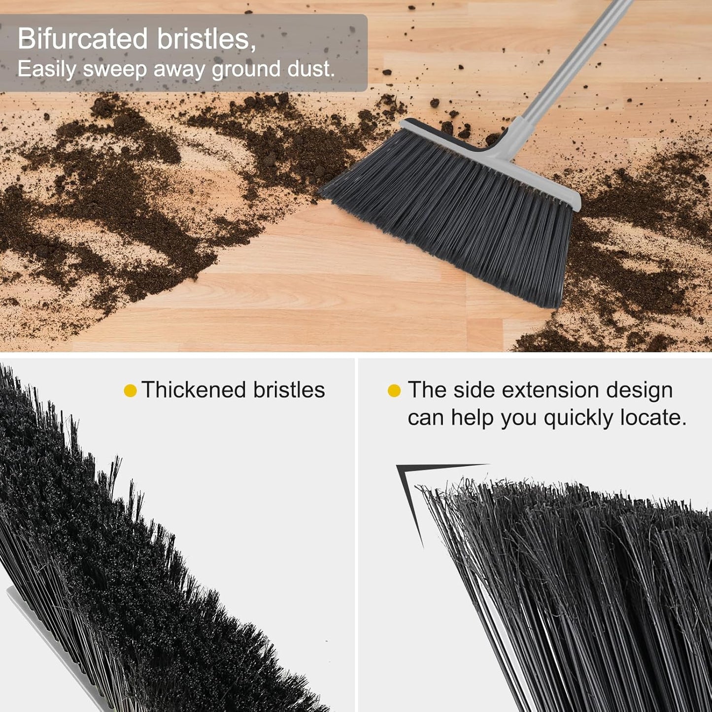 KeFanta 4 Packs Outdoor Broom Heavy Duty with 55" Long Handle, Commercial Brooms for Sweeping Indoor Courtyard Restaurant Garage Patio Decks Mall Market Kitchen Office Lobby Shop