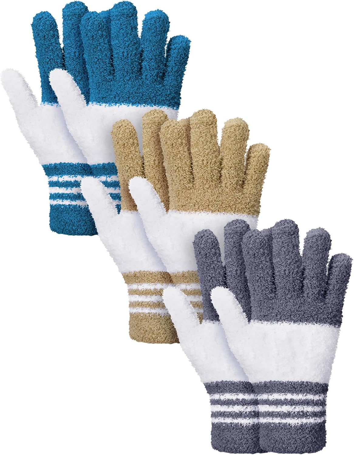 Patelai 3 Pairs Microfiber Plant Dusting Gloves Leaf Cleaning Gloves for Indoor Plants, Blinds, Furniture, House(Medium,Dark Blue, Gray, Khaki, White)