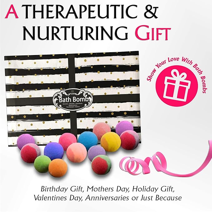 Fathers Day Bath Bomb Gift Set for Men. 24 Luxury Bath Bombs Individually Wrapped Bulk Moisturizing Organic Bath Fizzies for Women, Men Kids! Best Bath Spa Set for Dad & Teens! Gifts for Him