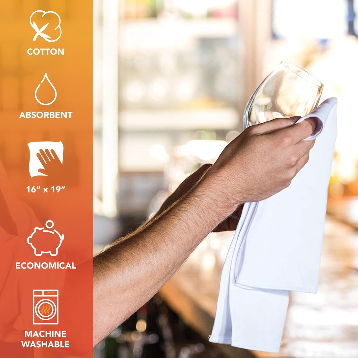 Arkwright Qwick Wick Bar Mop Towels Bulk - (Pallet of 4200) 100% Cotton Quick Dry, Super Absorbent Multipurpose Cleaning Rags for Restaurants, Kitchen, Bathroom, Hotel, 16 x 19 in, Green Stripe