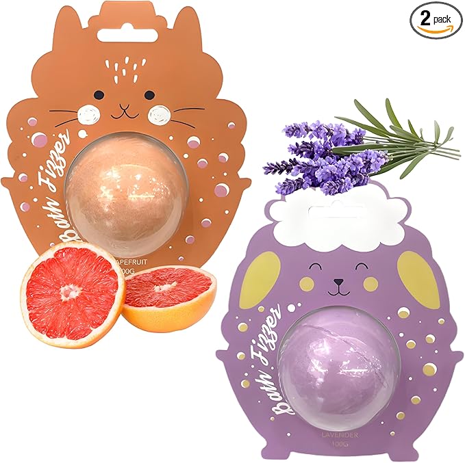 Bath Bombs for Women Gift Set,Handmade SPA Bubble Bath for Relaxing,Gift for Her/Him, Women, Girls, Wife, Mother,Lavender and Grapefruit Fragrance（2pack）