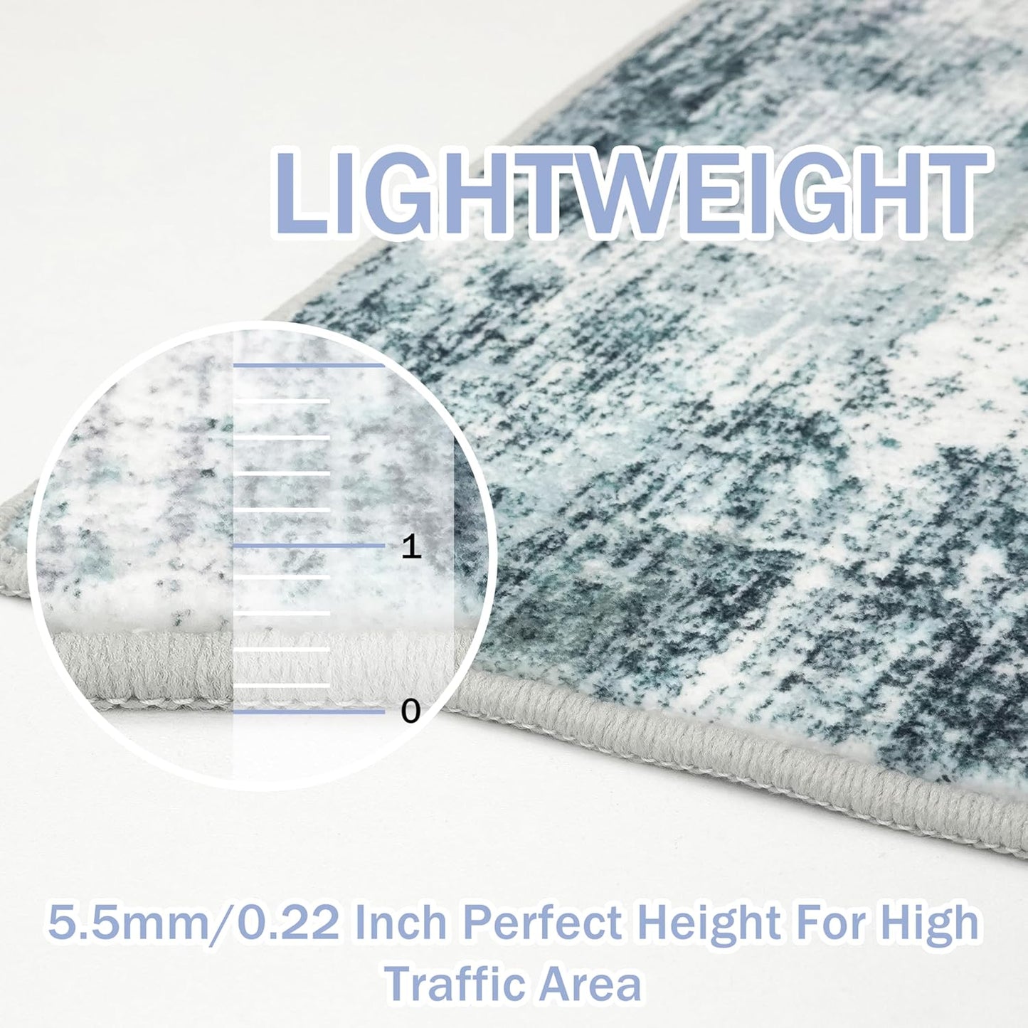 IOHOUZE Modern Abstract Area Rugs 6x9 Ft Washable Rugs for Living Room, Non Slip Dining Room Rug, Printed Faux Wool Rugs for Bedroom, Floor Carpet for Office Nursery Playroom, Sage Grey