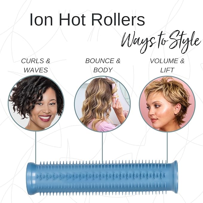 CALISTA Ion Hot Rollers for Short Hair | Hair Roller Clips Included | Heats to 230°F | Dual Voltage | Add Hands-Free Curls, Waves, and Volume (Pink Verbena, Short - 12)