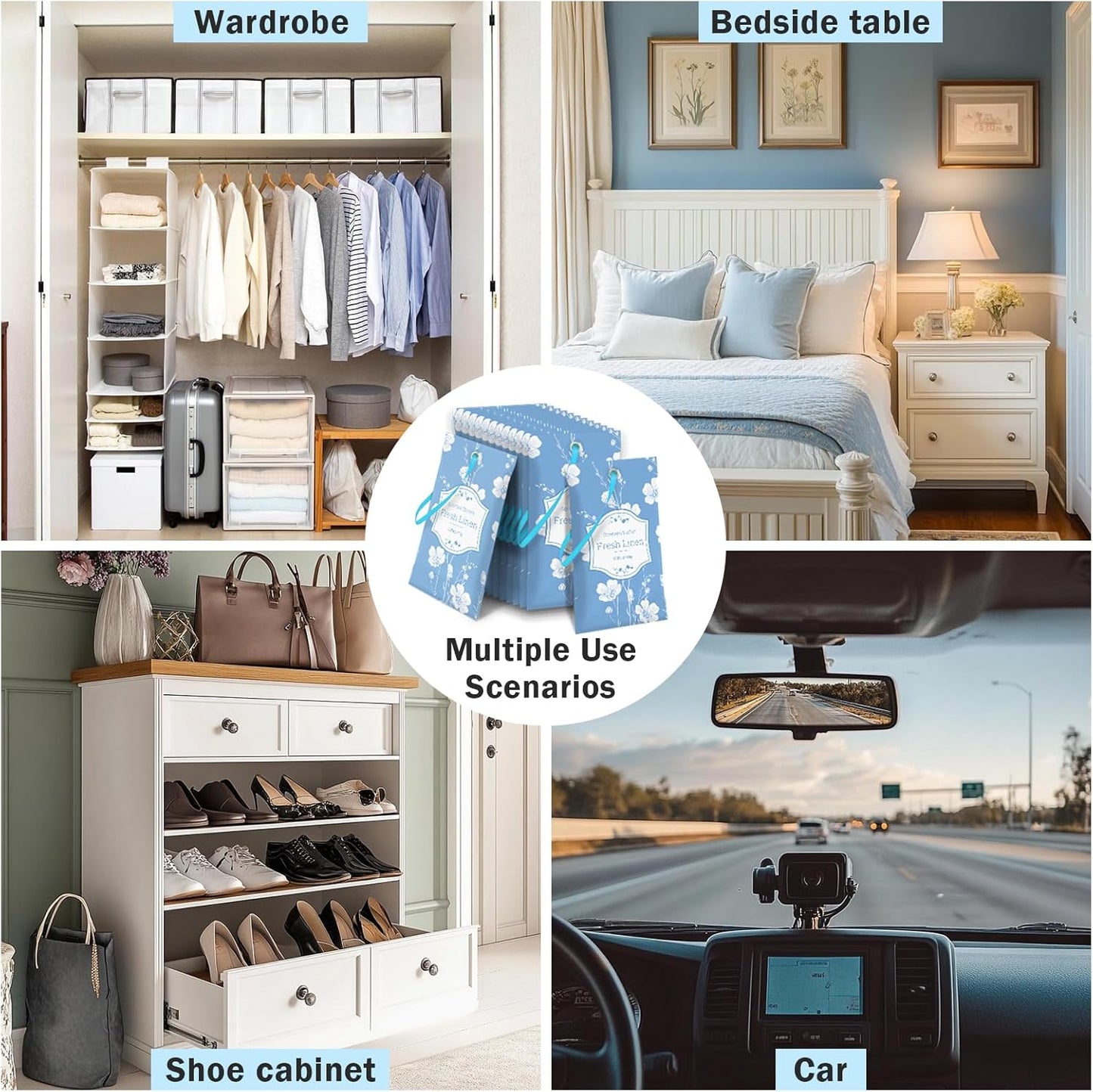 SCENTORINI Scented Sachets for Drawers and Closets, Linen Scent 14 Pack, Long-Lasting Sachets Bags Wardrobe Freshener, for Shoe Wardrobe, Cupboard