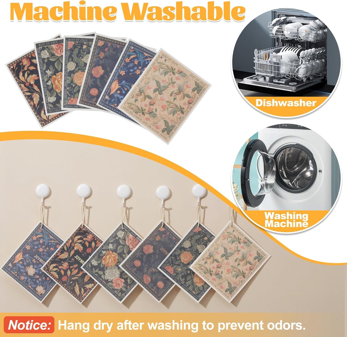 JOYMOOP 6 Pack Dishcloths for Kitchen, Reusable Paper Towels Washable, Absorbent Non-Scratch Dish Cloths for Washing Dishes, Quick-Drying Cleaning Rags for Cookware and Household, 6.7×7.9 Inch