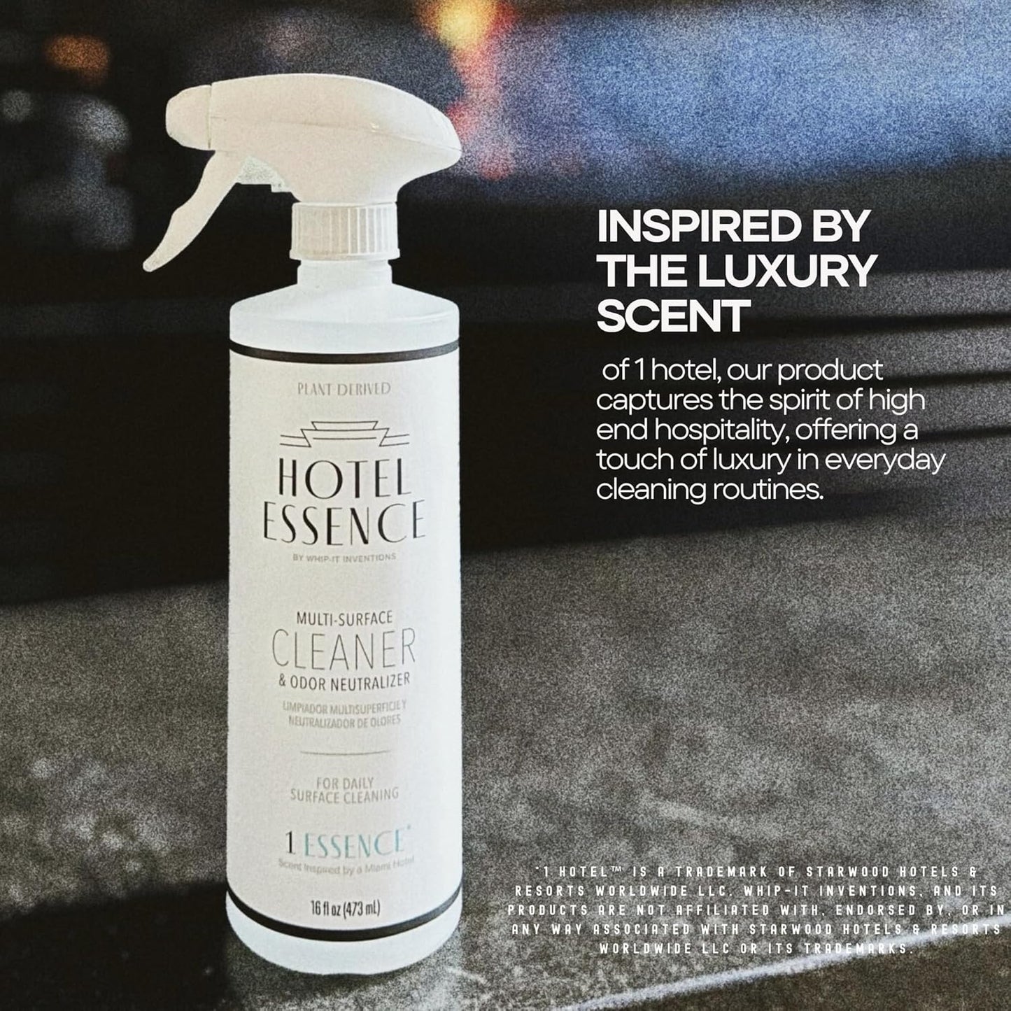 Hotel Essence Cleaner: Plant-Based Multi-Surface Cleaner & Odor Neutralizer, 16 oz, Leather, Cardamom, Lemon, Sandalwood, Cedarwood, Cinnamon, Vetiver, Amber, Musk, Iris, 16 Fl Oz (2)