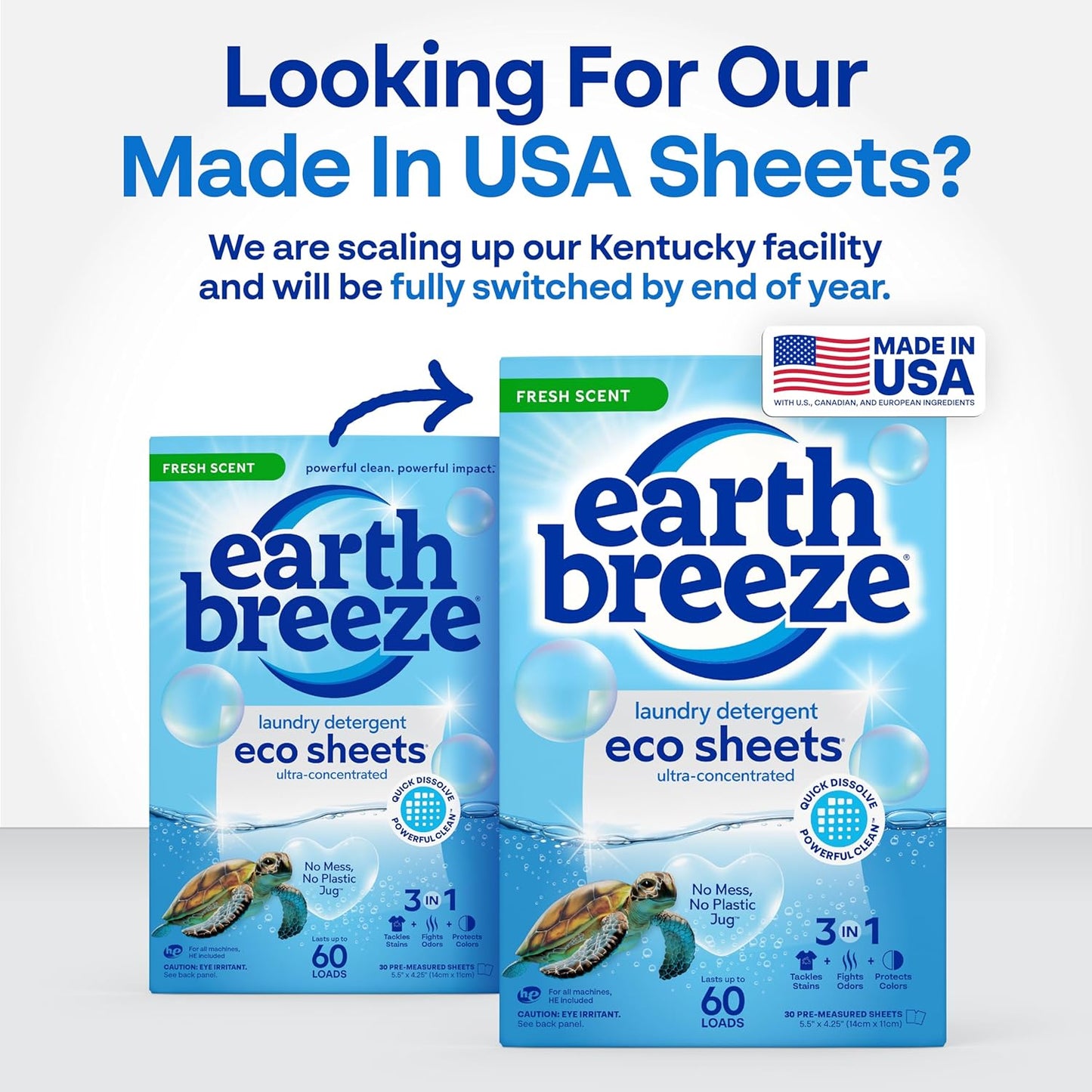 Earth Breeze Laundry Detergent Sheets Fresh Scent - 180 Loads Eco Liquidless Soap - Travel-Friendly for Hot & Cold Cycles, Tackles Tough Stains & Odors - Gentle on Skin, 90 Ct (3 Pack)