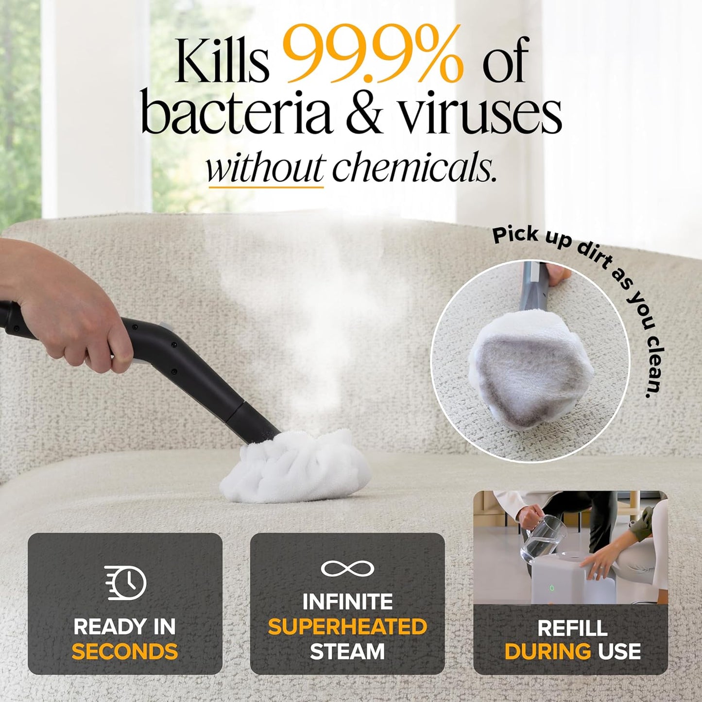 Dupray Neat Plus Steam Cleaner with 40-piece Accessory Kit - Powerful multi-purpose steamer designed for deep cleaning floors, upholstery, grout, and more. *Kills 99.9% of Bacteria & Viruses