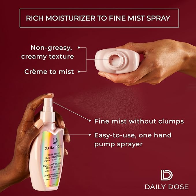 DAILY DOSE Effortless Detangler Spray & Leave In Conditioner for Dry, Damaged, & Frizzy Hair. Instantly Softens, Smooths & Adds Shine. For Kids & Adults. Award-winning, Vegan, Sulfate-Free, Color Safe
