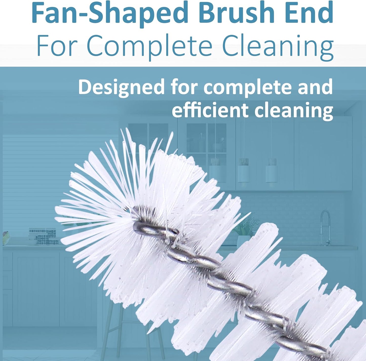 Strong 'n Flex Nylon Straw Cleaner Brushes – Fan-Shaped End for Tight Spaces, Ideal for Reusable Straws, Water Bottles, Sippy Cups & Pipes – Includes Zippered Pouch – 8" Long – Set of 8