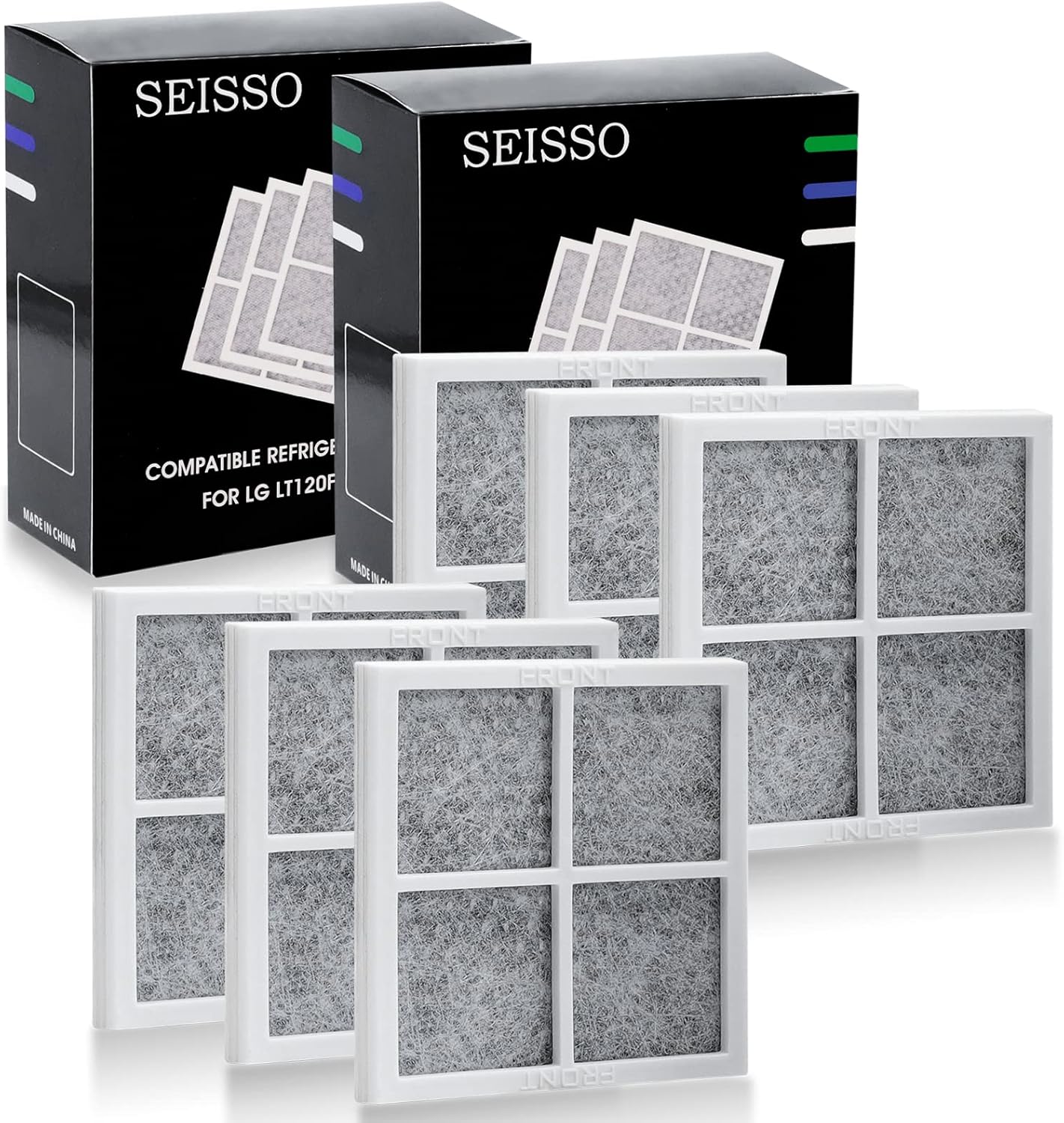 SEISSO LT120F Fresh Refrigerator Air Filter Replacement for LG, Compatible with Kenmore - Freshen up Refrigerator Air, Absorb Odors - 6 Packs