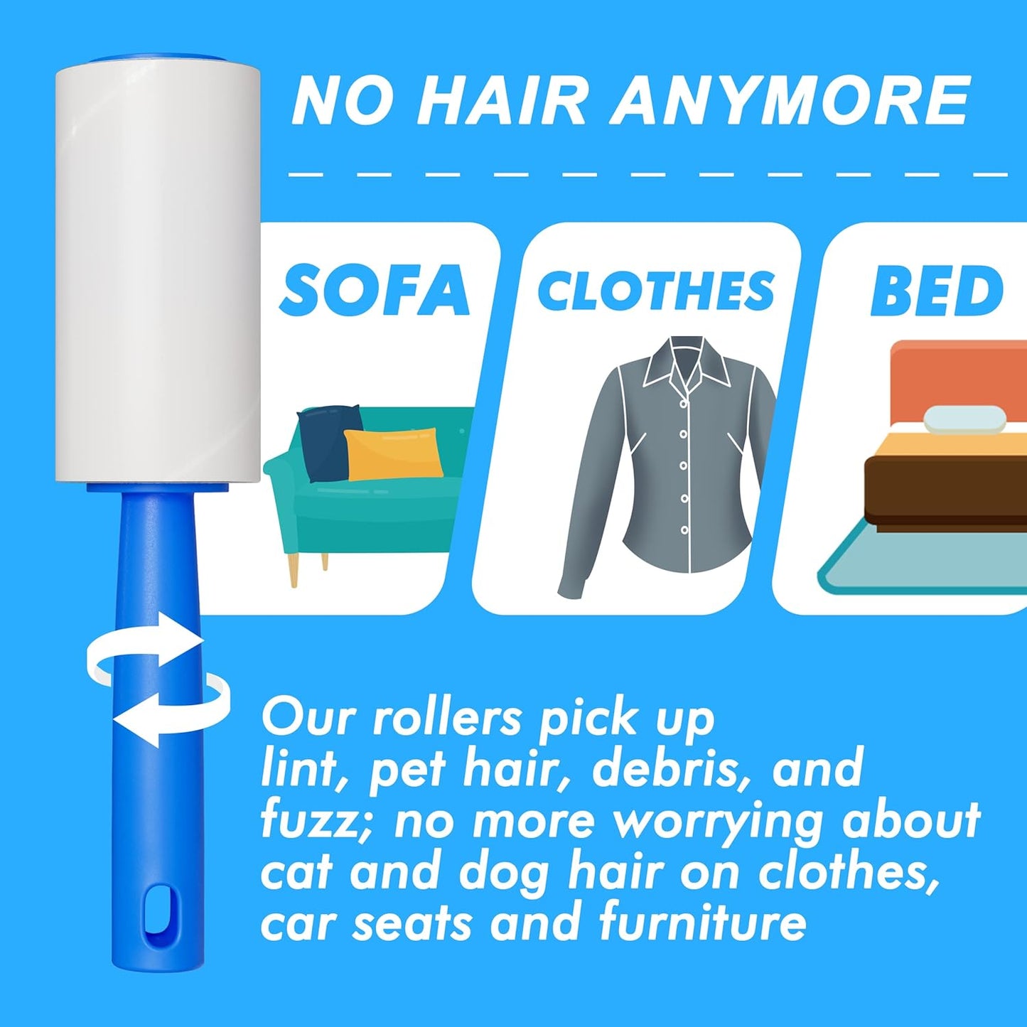 Lint Rollers for Pet Hair Extra Sticky, 200 Sheets Lint Rollers for Pet Hair Removal, Dog and Cat Lint Remover for Clothes, Furniture, Carpet