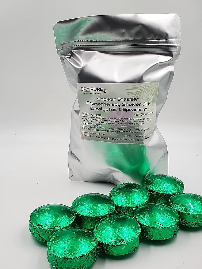 EUCALYPTUS SPEARMINT Aromatherapy Shower Bombs: 100% Natural/Organic Essential Oils - Transform Your Shower - Transform Your Mood (8 Count) Pack of 1
