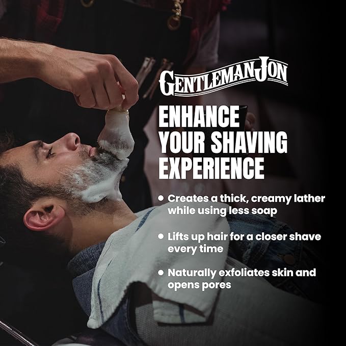 Gentleman Jon 100% Black Badger Hair Shaving Brush for Men – Premium Ergonomic Shave Lather Brush for Wet Shave Using Shaving Cream & Soap – Ideal for Safety Razor, Double Edge Razor, Straight Razor