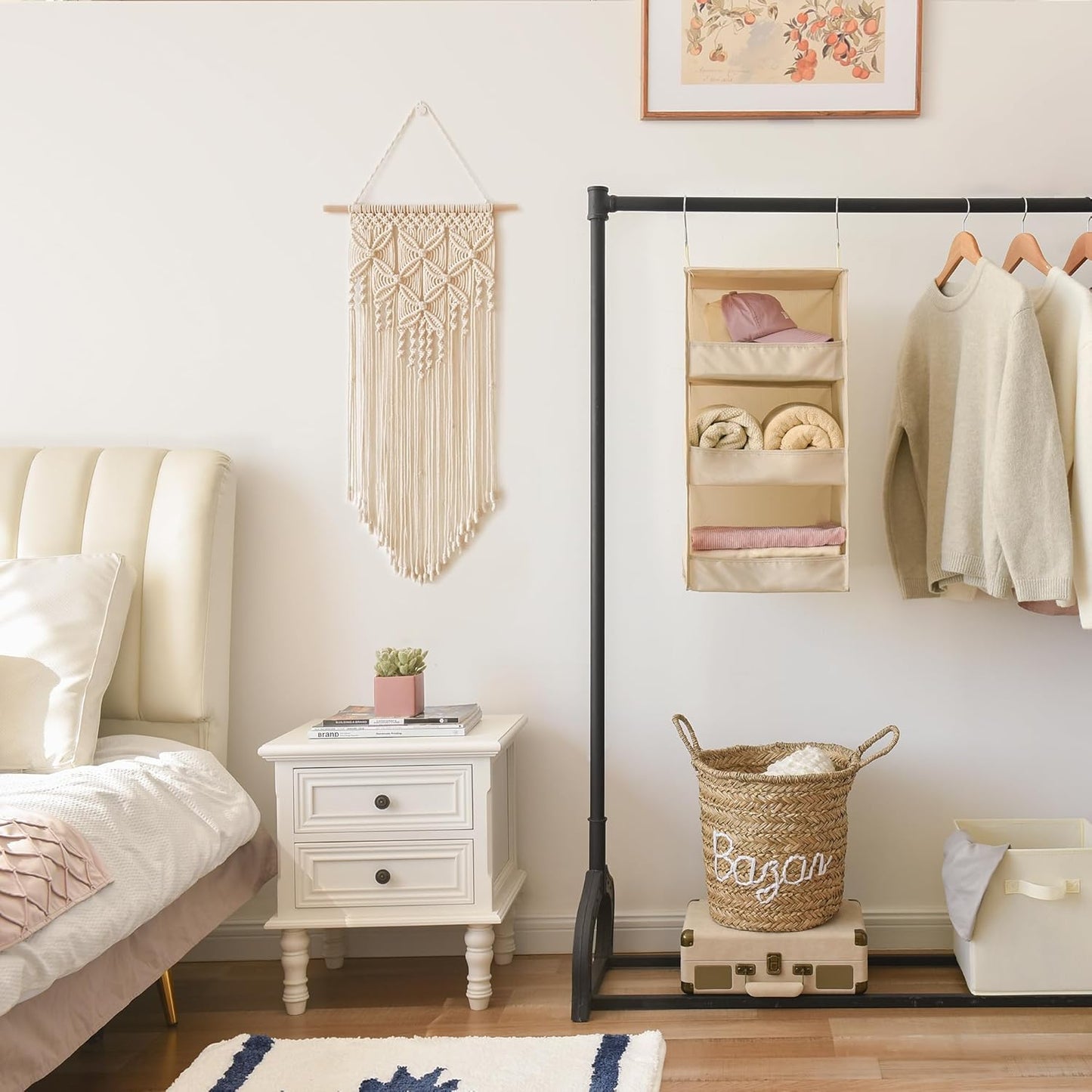 GRANNY SAYS 3-Shelf Hanging Closet Organizer, Closet Organizers and Storage, Closet Storage Hanging Shelves, Clothes Organizer for Closet, Closet Hanging Organizer, Hanging Storage Organizer, Khaki