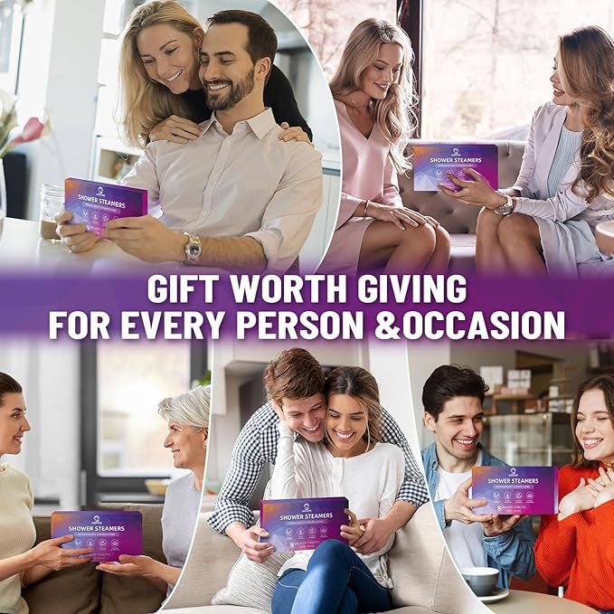 Shower Steamers Aromatherapy, Christmas Stocking Stuffers for Teen Girls for Women Mom Her, 8-Pack Shower Bombs, White Elephant Gifts, Organic Essential Oils Relaxation & Self Care Gifts for Men