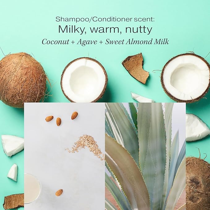 Raw Sugar Moisture Smoothie Shampoo and Conditioner Set, Moisturize & Nourish Dry Hair, Bulk Shampoo and Conditioner with Coconut Oil, Agave & Sweet Almond Oil, Formulated without Sulfates & Parabens