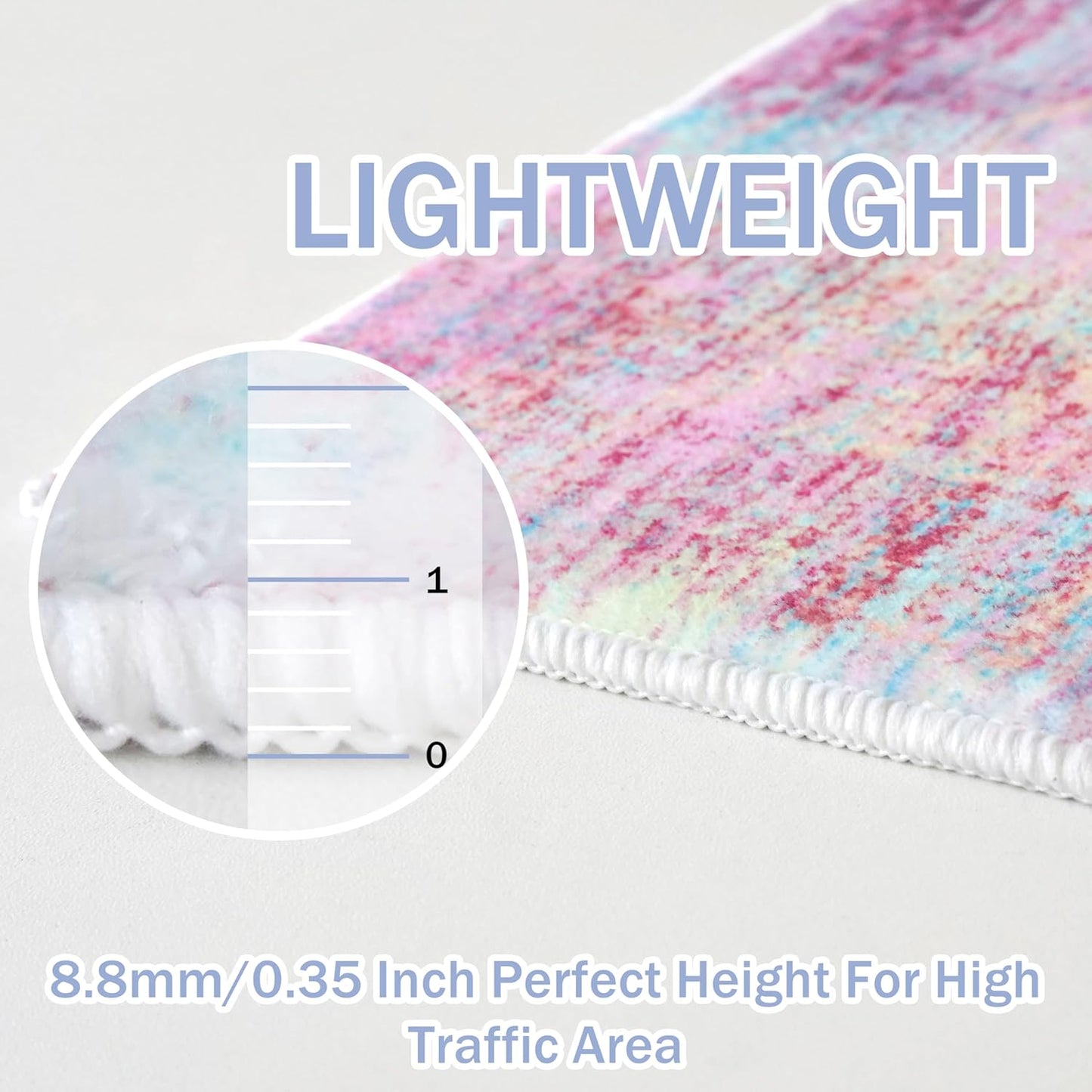 IOHOUZE Abstract Round Area Rug 8 Ft Washable Circle Rugs Large Round Rug Non Slip Thin Soft Circle Rugs, Printed Faux Wool Floor Carpet for Bedroom Living Room Dining Room Nursery, Pink Teal