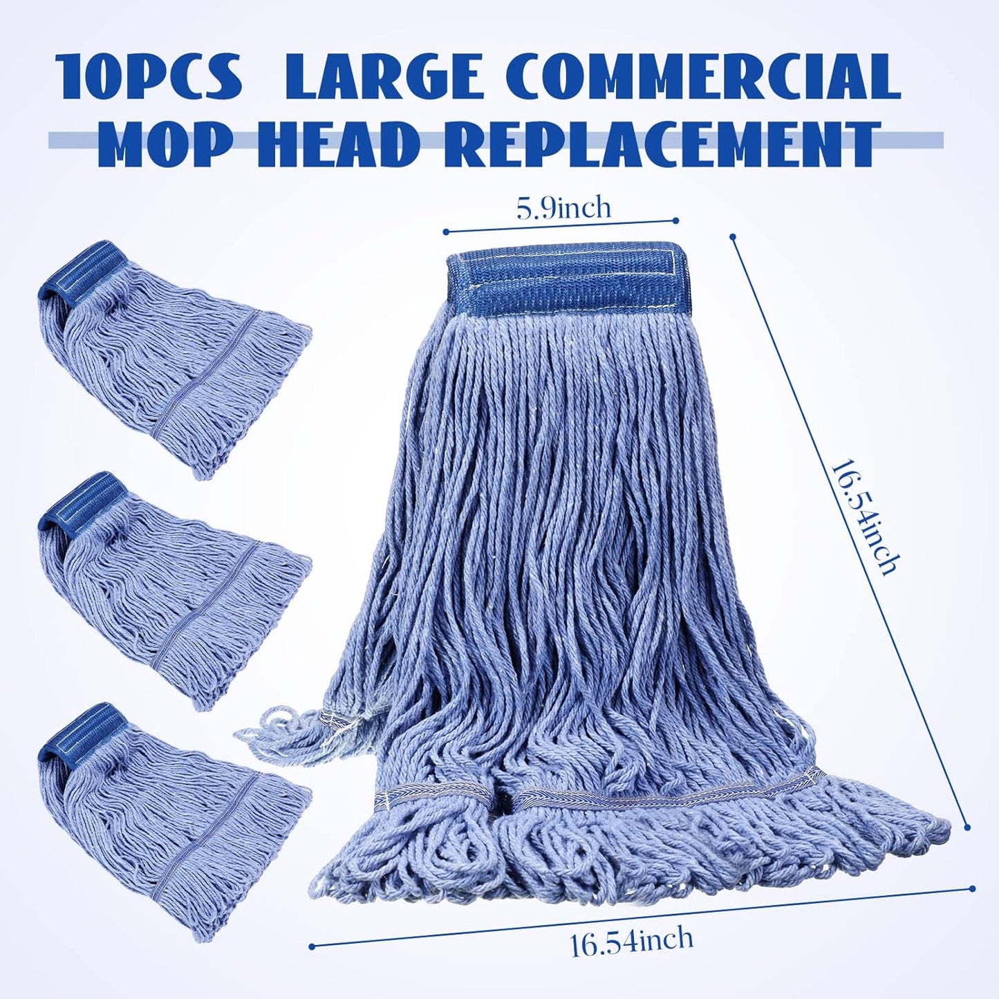 Gejoy 10 Pack 24oz Mop Head Replacement Commercial Cleaning Mop Head Wet String Heavy Duty Cotton Industrial Mophead for Floor Cleaning