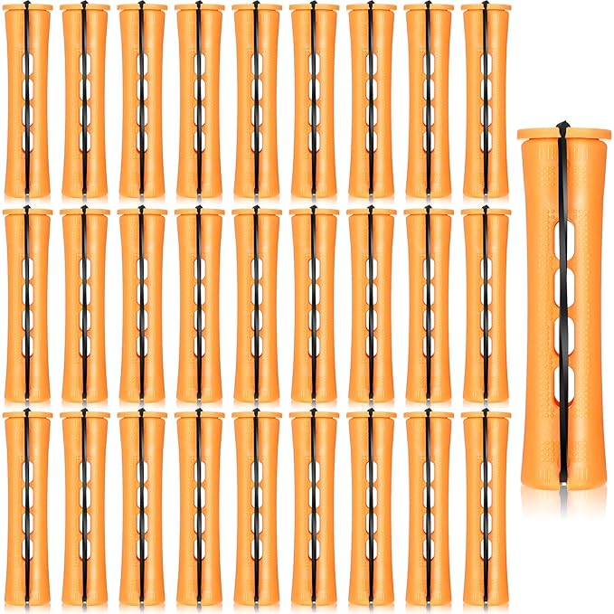 WILLBOND 60 Pcs Perm Rods for Long Hair Plastic Curl Rods Cold Wave Irons Curling Roller for Hair Styling Hairdressing Tools (0.87 Inch, Orange)