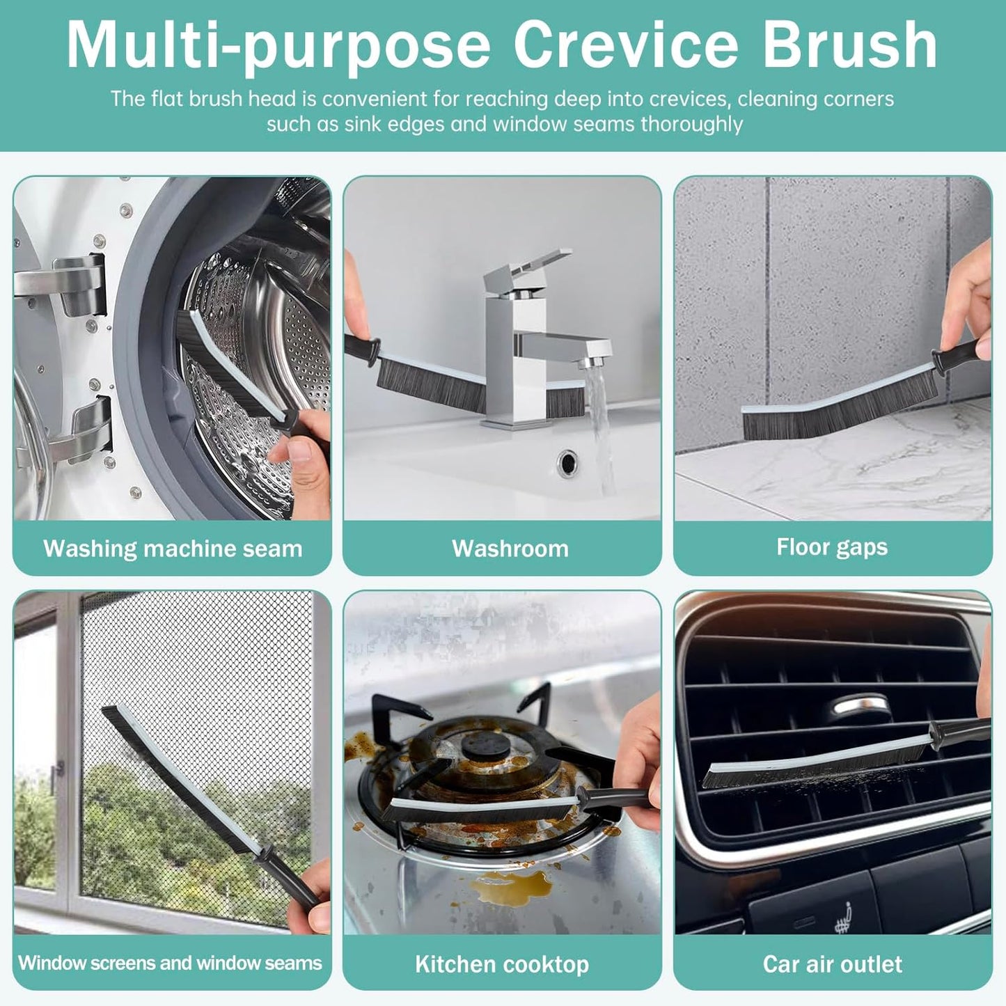 Crevice Cleaning Brush, Multifunctional Hard-Bristled Gap Scrub Brush, Gap Cleaning Tool, Home Essentials, Bathroom Cleaner Tools for Household Use, Kitchen, Window, Faucets, Toilet, Grout, Car, 5pcs