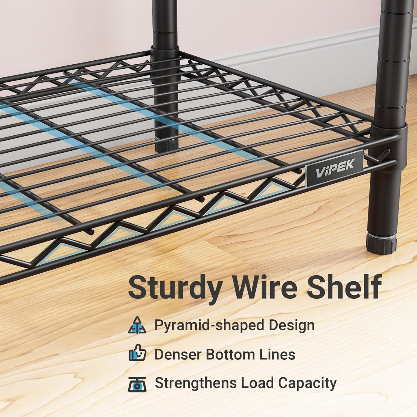 VIPEK V1 Plus Heavy Duty Clothes Rack with Shelves - 4 Tiers Adjustable Height | Holds Up to 540lbs | Perfect for Small Spaces, Apartments | Compact Design for Flexible Storage, Black