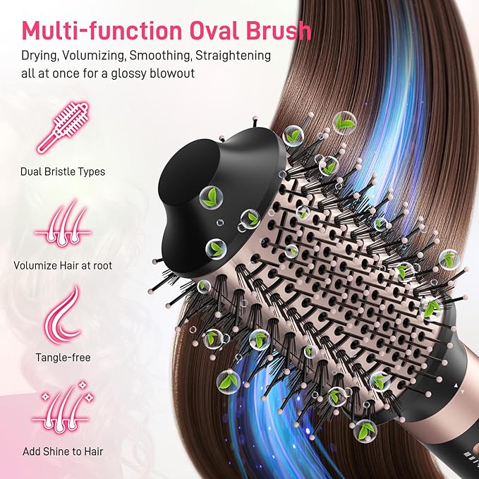 Dual Voltage Hot Air Styler Wrap - 5 in 1 Hair Dryer Brush,Multi Hair Styler, with Fast Drying Blow Dryer, Styling, Straightening & Volumizing