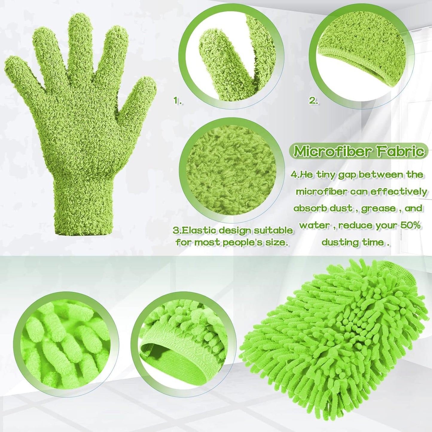 6 Pcs Microfiber Dusting Mitt Gloves Microfiber Washable Dusting Gloves Car Wash Mitt for Leaf Cleaning Plant