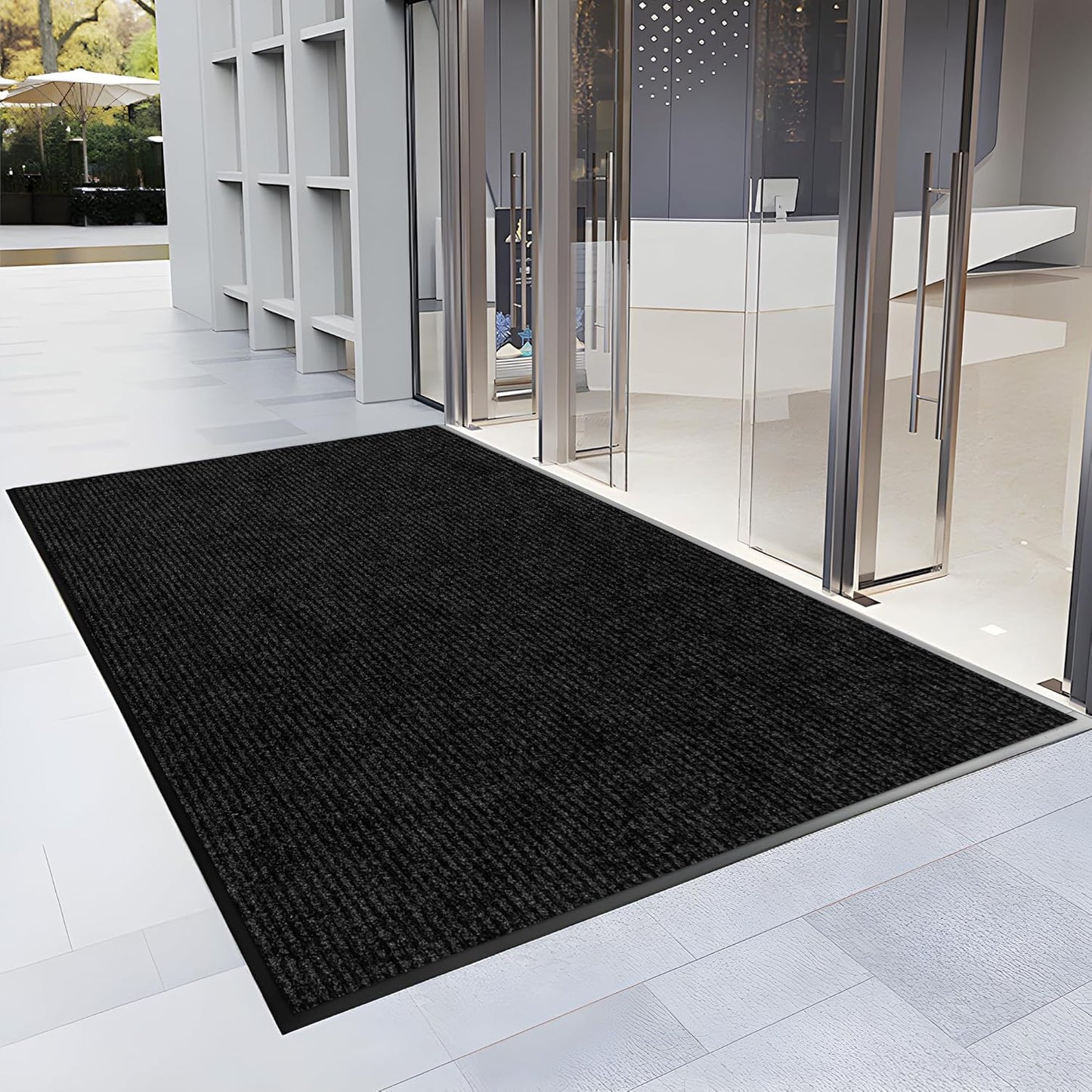 3′ x 12′ Front Door Mat Indoor Outdoor Entrance, Commercial Floor Mat Heavy Duty Dirt Trapper Entryway Doormat, Custom Size Non Slip Rubber Backing Welcome mat, Door Mat for High Traffic Area