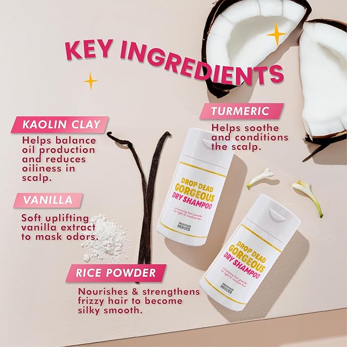 Handmade Heroes Non Aerosol Dry Shampoo Volume Powder 1.8oz, 100% Natural & Vegan For Light and Blonde Hair (2 pc set)