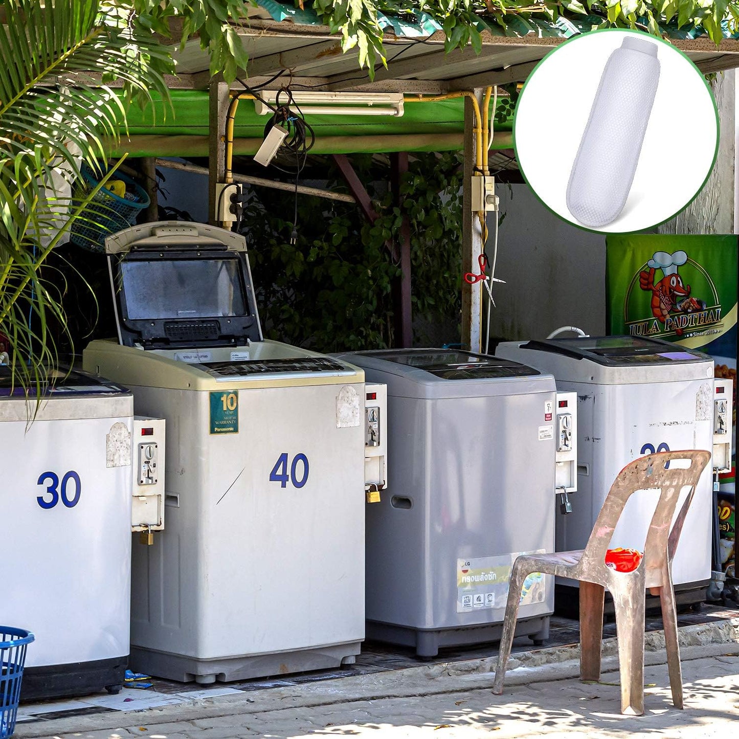 Boao 5 Pieces Nylon Lint Traps for Washing Machine Discharge Hose Lint Traps Nylon Mesh Catcher for Washing Machine Drain Systems Cleaning Tools