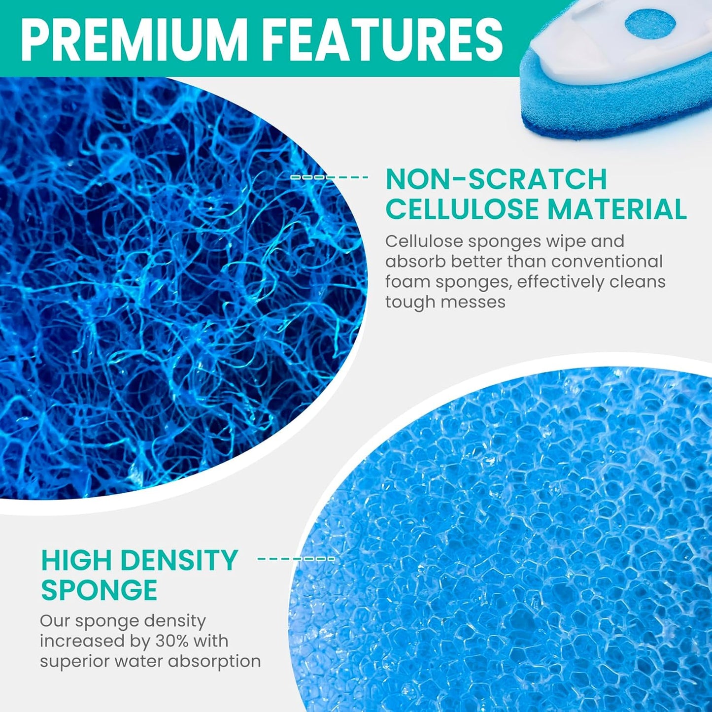 HELIME Heavy Duty Dish Wand Refills Kit with Handle, 6 Non Scratch Dishwand Refill Pack, Replacement Sponge Heads Set,Dishwashing Scrub Brush,Soap Control Dispenser Scrubbers, Dishwasher Cleaning Tool