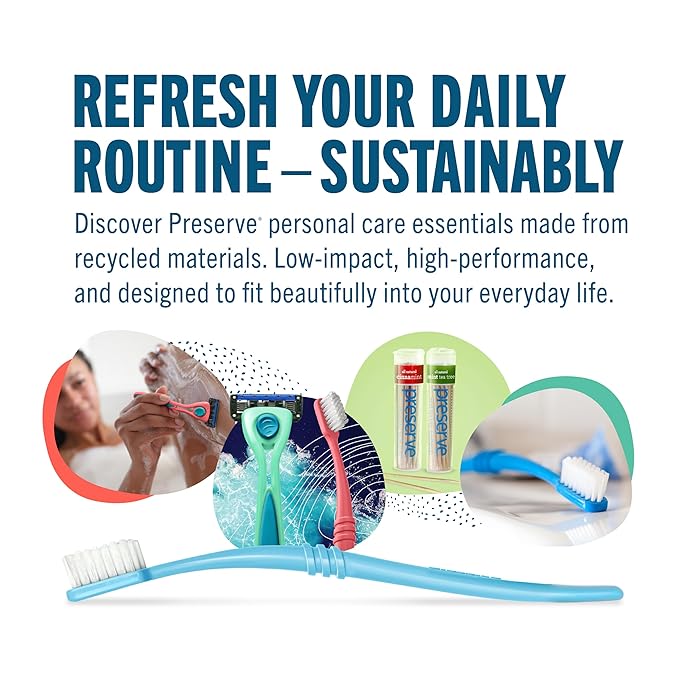 Preserve Shave 5 Five Blade Refillable Razor, Made from Recycled Materials, Poppy Red
